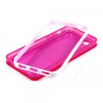 Wholesale Apple iPhone 5C Clear Gummy Bumper Hybrid Case (Black Clear)